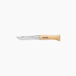 Navaja Opinel Inox Nº5 con hoja de acero inoxidable Sandvik 12C27 y mango de madera de haya.
