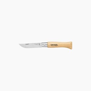 Navaja Opinel Inox Nº5 con hoja de acero inoxidable Sandvik 12C27 y mango de madera de haya.