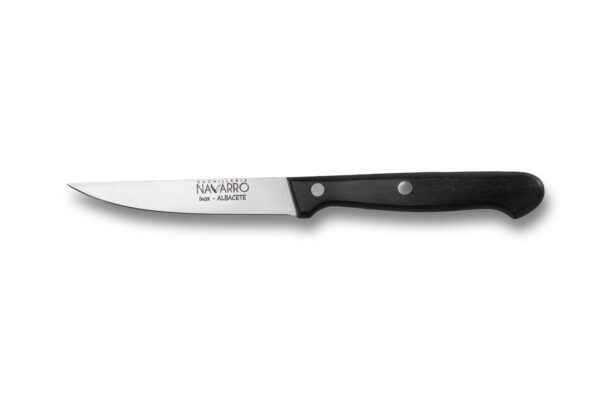 Cuchillo filetero de acero inoxidable Cuchillería Navarro con mango negro.
