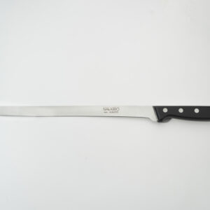 Cuchillo jamonero de acero inoxidable con mango negro de remaches