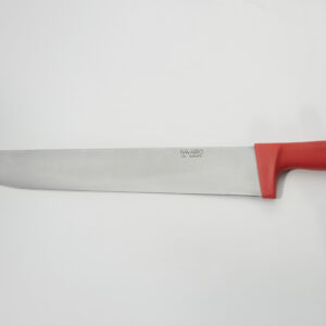 Cuchillo jamonero profesional de acero inoxidable con mango ergonómico rojo